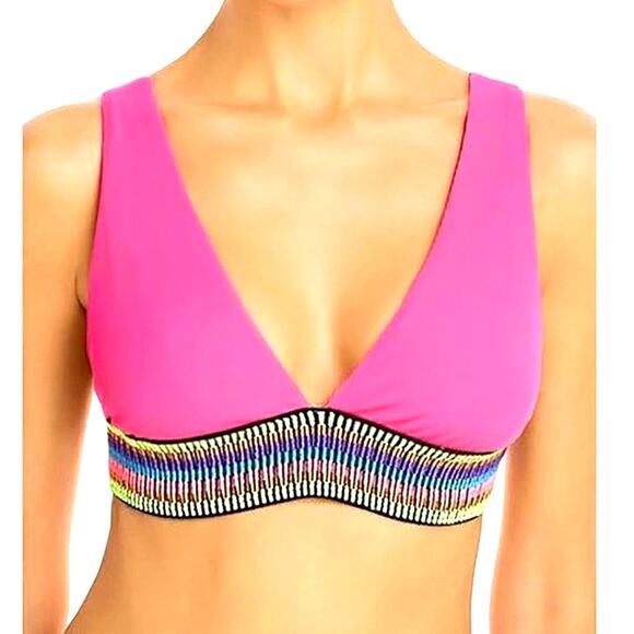 Peixoto Womens Charlie Textured Hot Neon Pink Tribal Swim Top Size Medium NWT - Picture 1 of 11